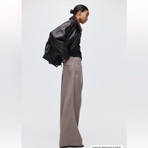 H&M Women's Taupe Wide-Leg Trousers
